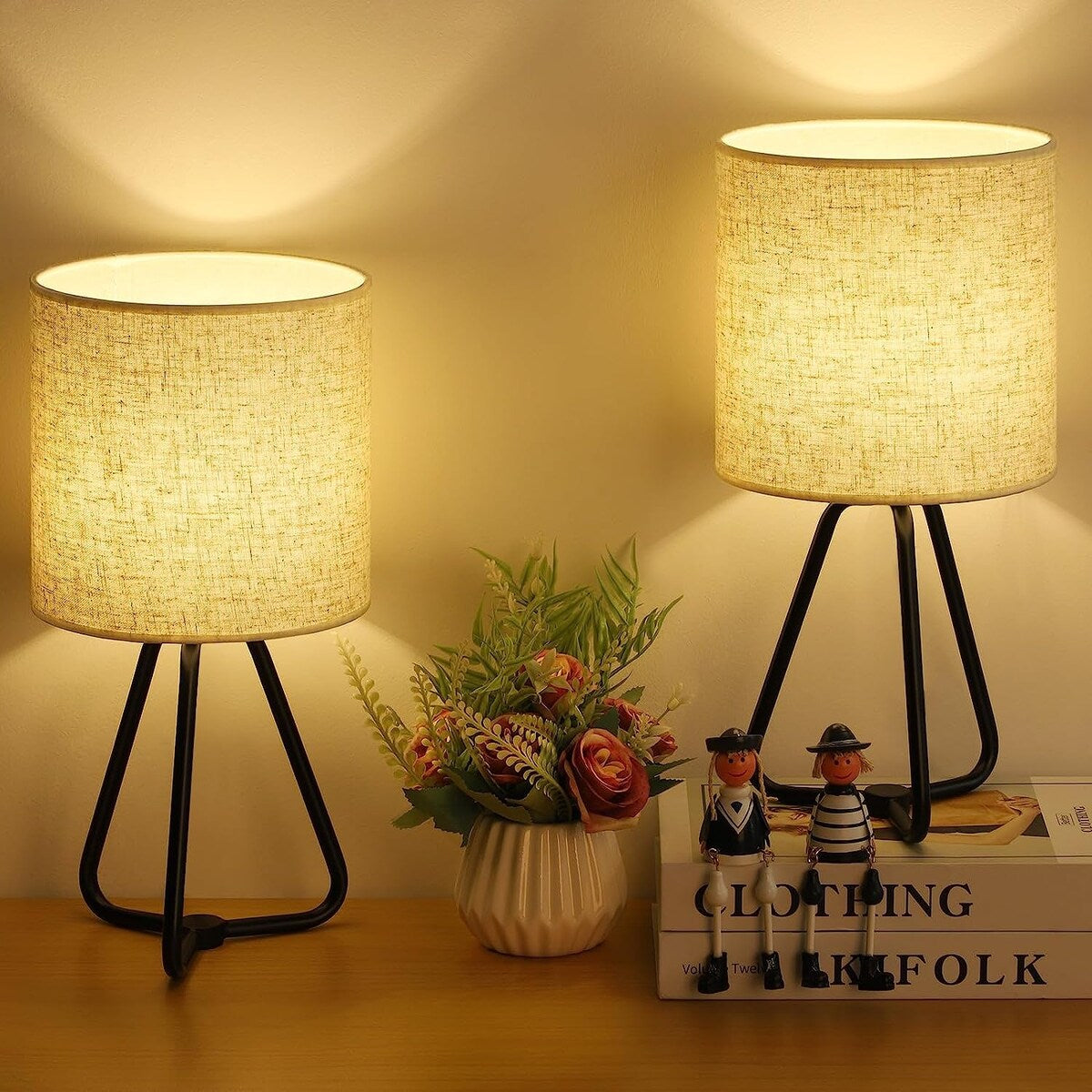 Lot de 2 jolies lampes de chevet modernes pour salon et chambre à coucher