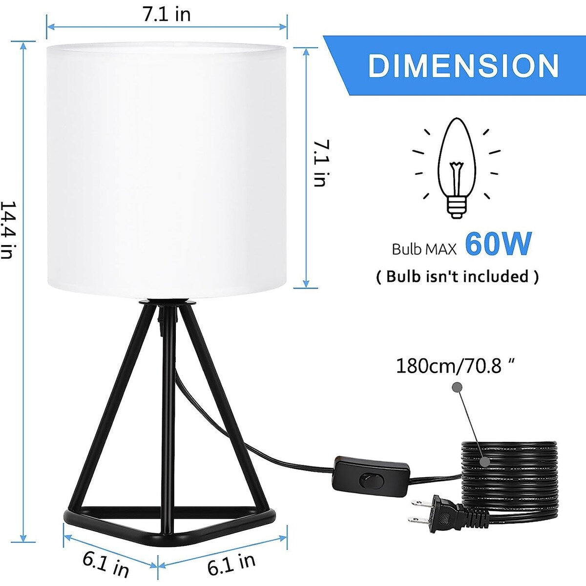 Lot de 2 jolies lampes de chevet modernes pour salon et chambre à coucher