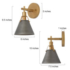 Ensemble de 2 appliques murales coniques modernes pour salle de bain avec éclairage de vanité en métal argenté - 6'' L x 7,5'' l x 8,5'' H