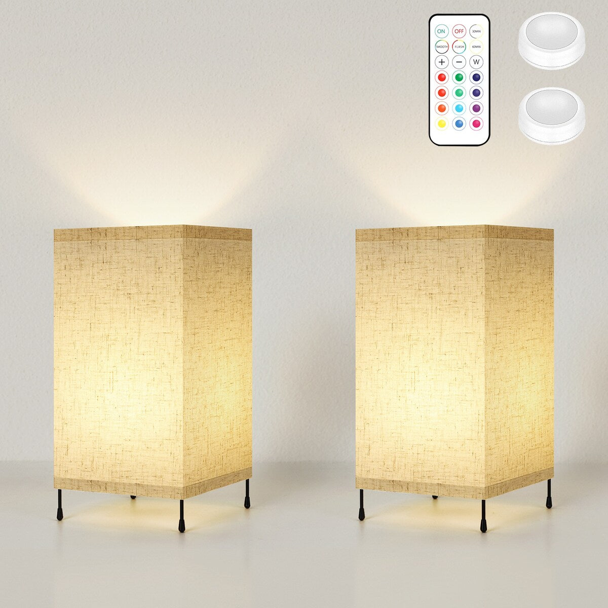 Lot de 2 petites lampes de table avec télécommande