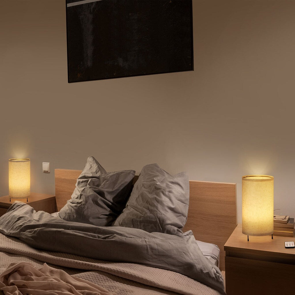 Lot de 2 petites lampes de table avec télécommande
