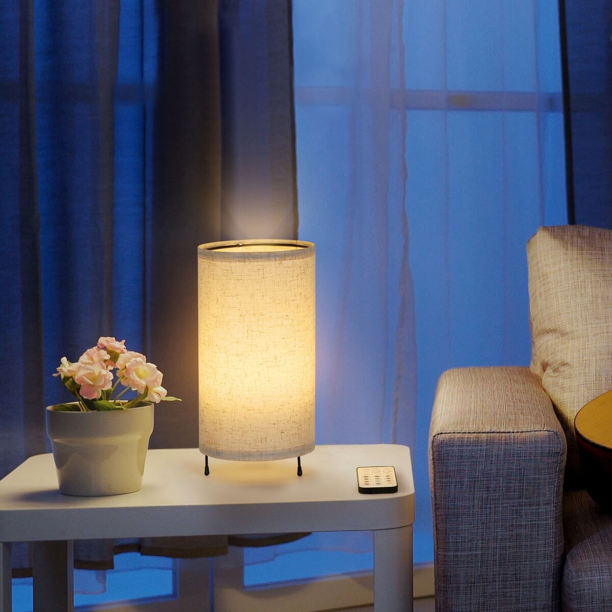Lot de 2 petites lampes de table avec télécommande