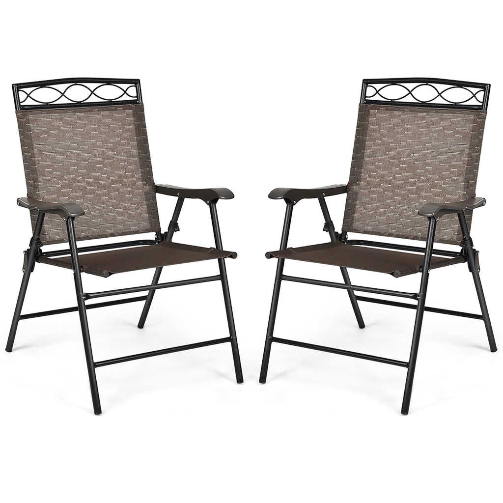 Lot de 2 chaises de jardin pliantes avec cadre en acier