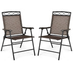 Lot de 2 chaises de jardin pliantes avec cadre en acier