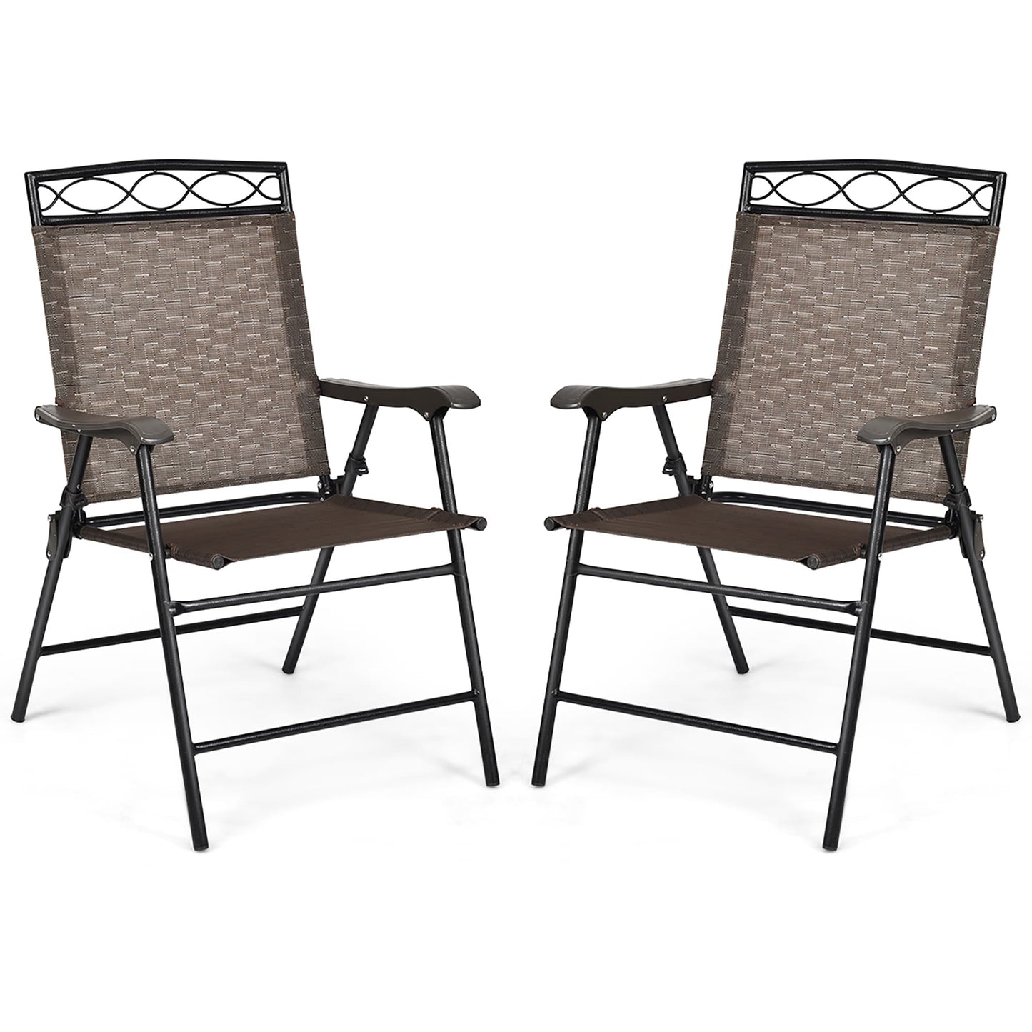 Lot de 2 chaises de jardin pliantes avec cadre en acier