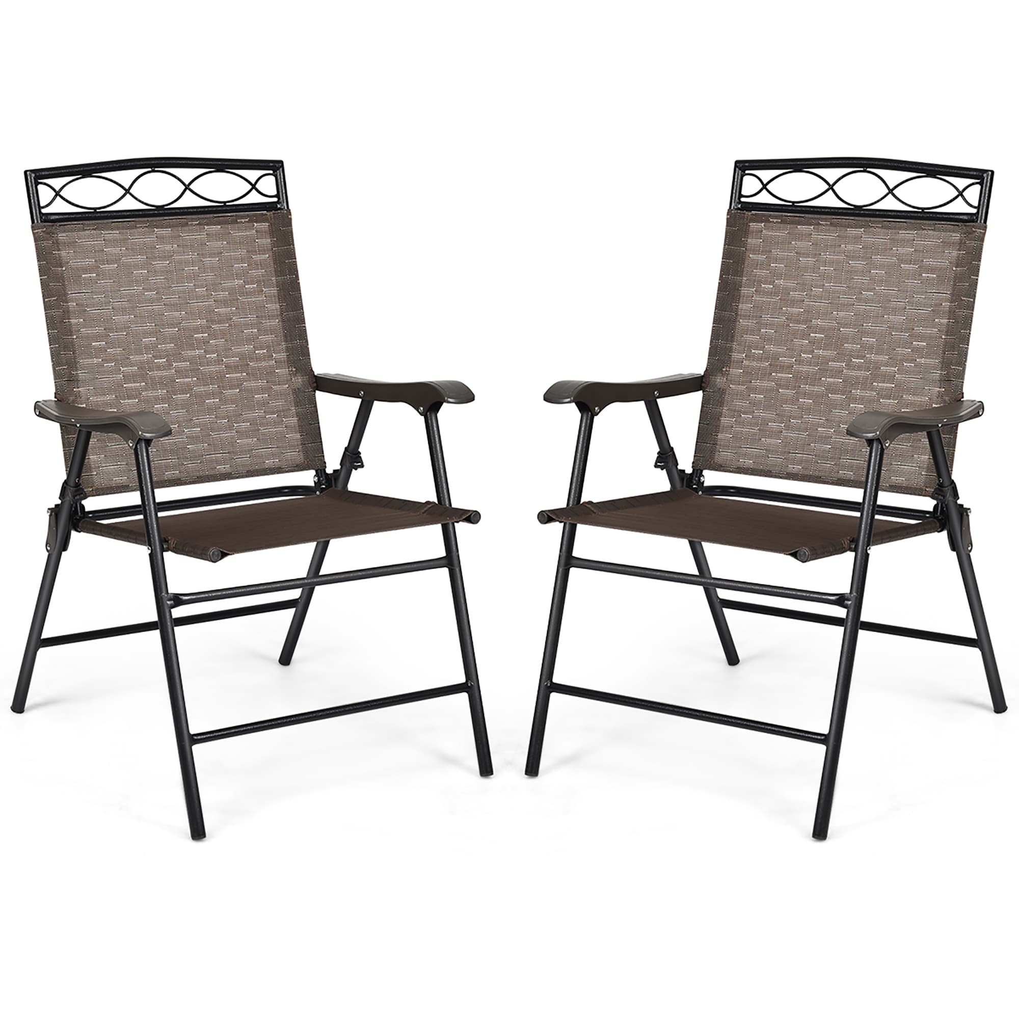 Lot de 2 chaises de jardin pliantes avec cadre en acier