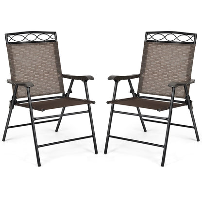 Lot de 2 chaises de jardin pliantes avec cadre en acier