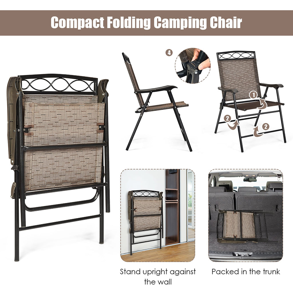 Lot de 2 chaises de jardin pliantes avec cadre en acier