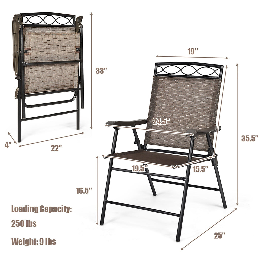 Lot de 2 chaises de jardin pliantes avec cadre en acier
