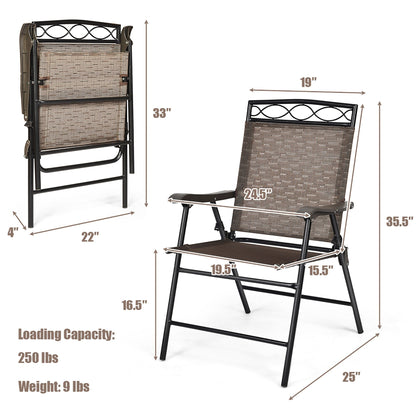 Lot de 2 chaises de jardin pliantes avec cadre en acier
