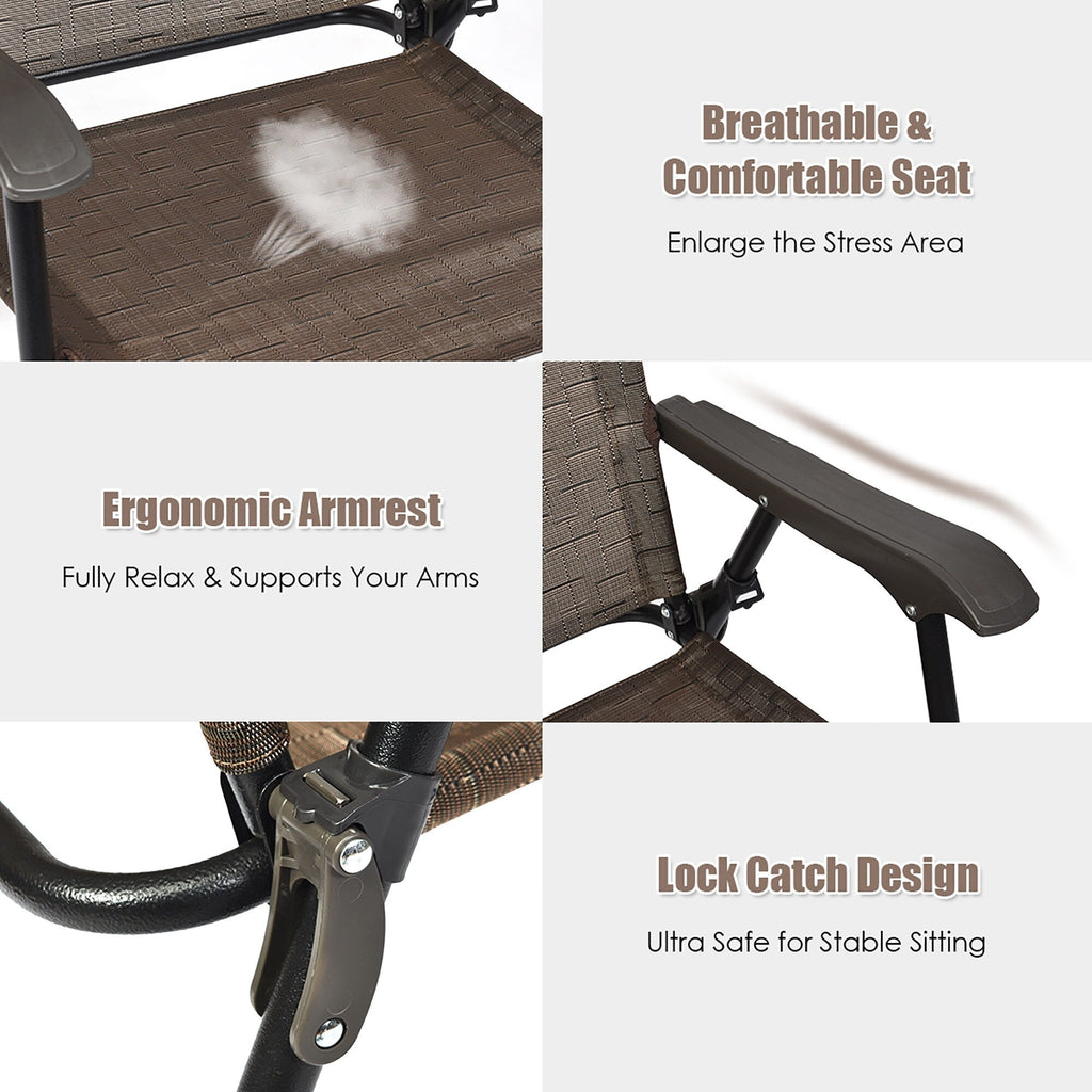 Lot de 2 chaises de jardin pliantes avec cadre en acier