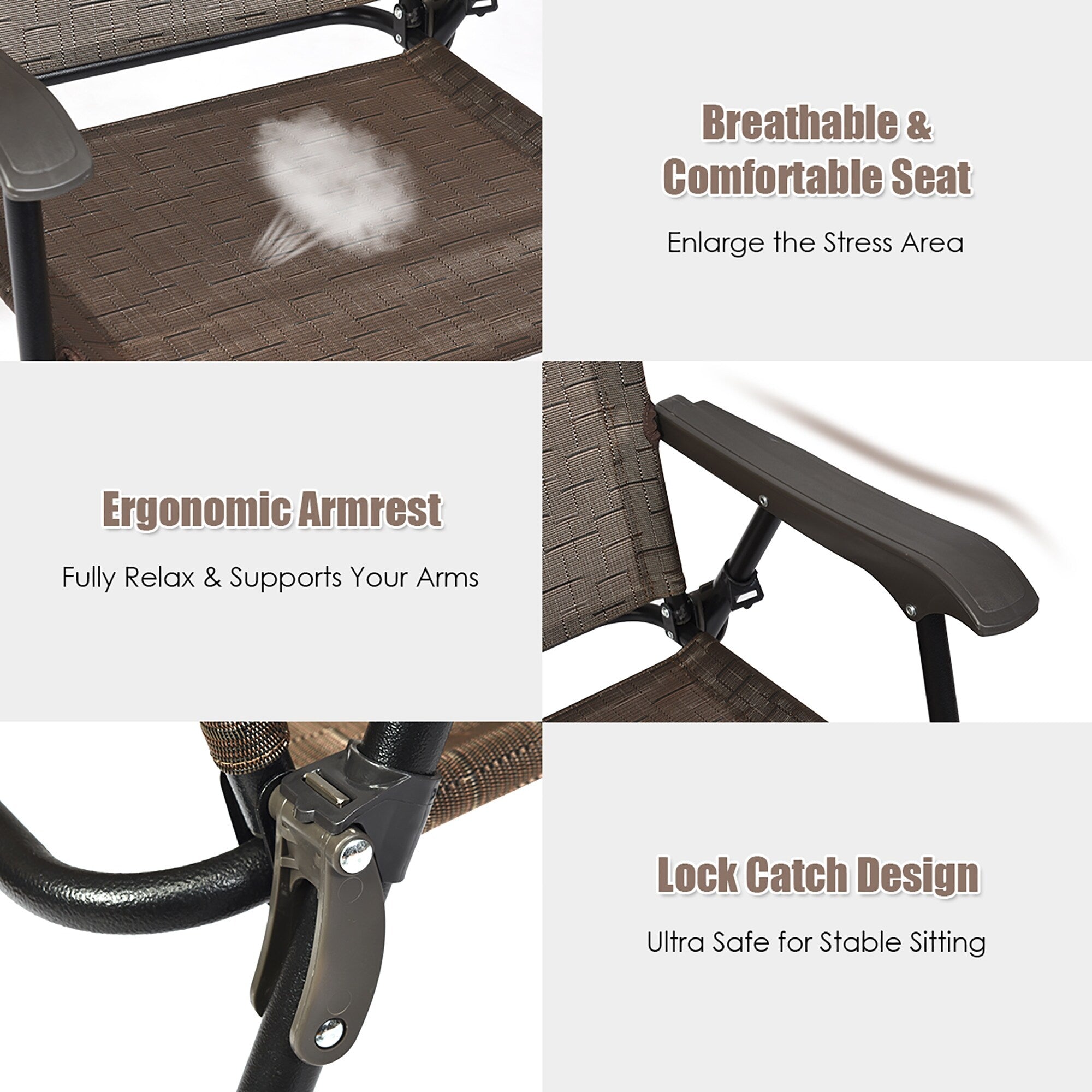 Lot de 2 chaises de jardin pliantes avec cadre en acier
