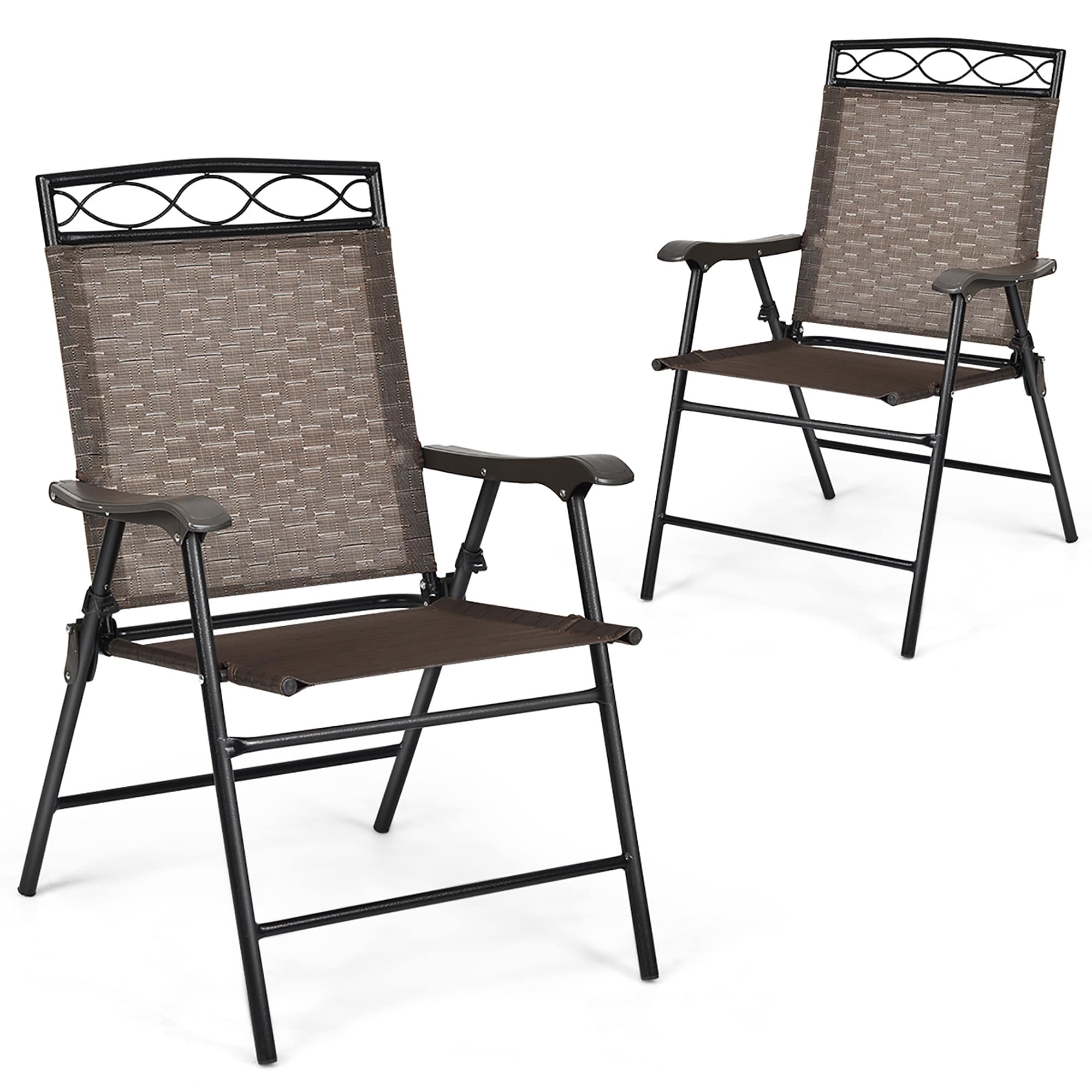 Lot de 2 chaises de jardin pliantes avec cadre en acier