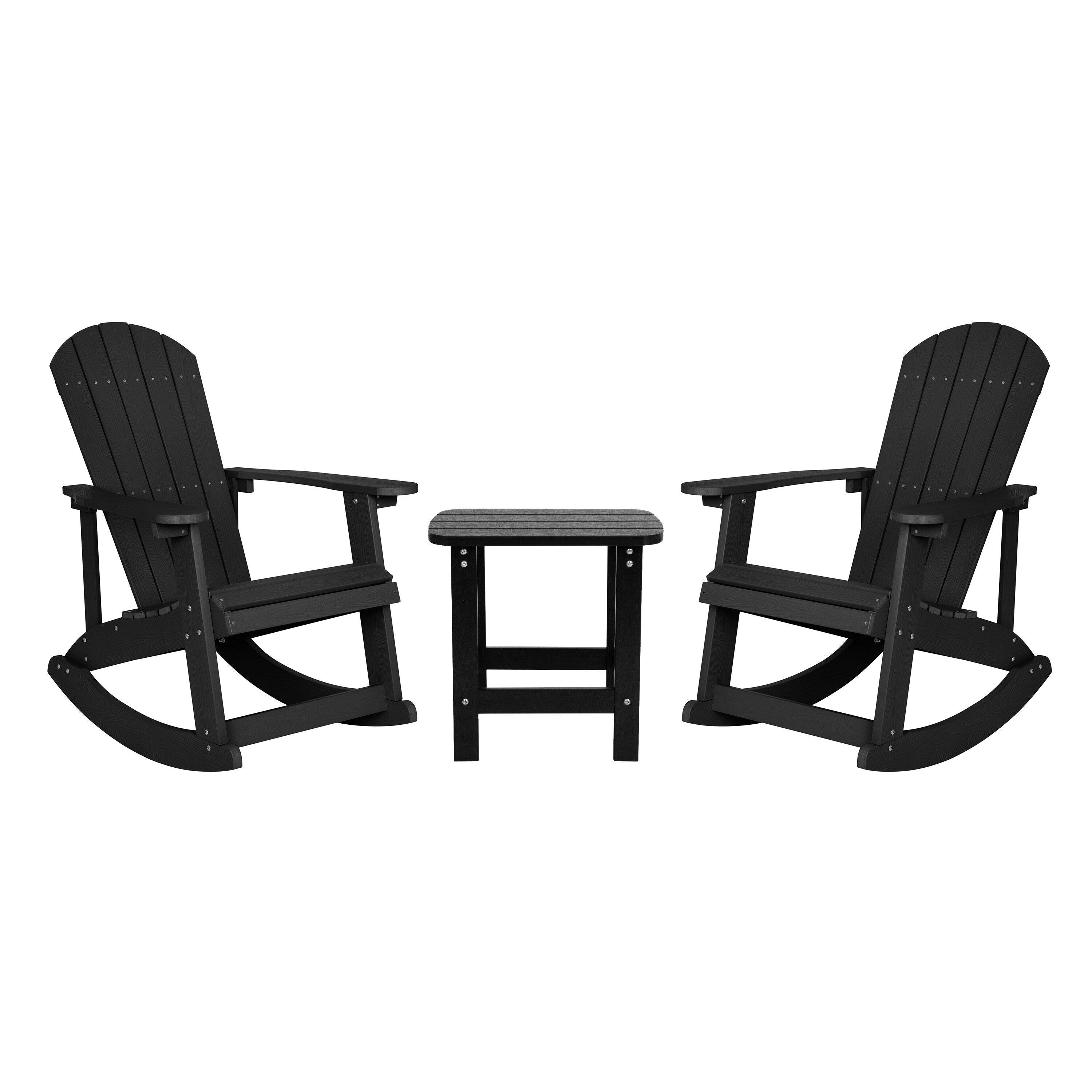 Ensemble de 2 chaises à bascule Adirondack en polyrésine avec 1 table d'appoint