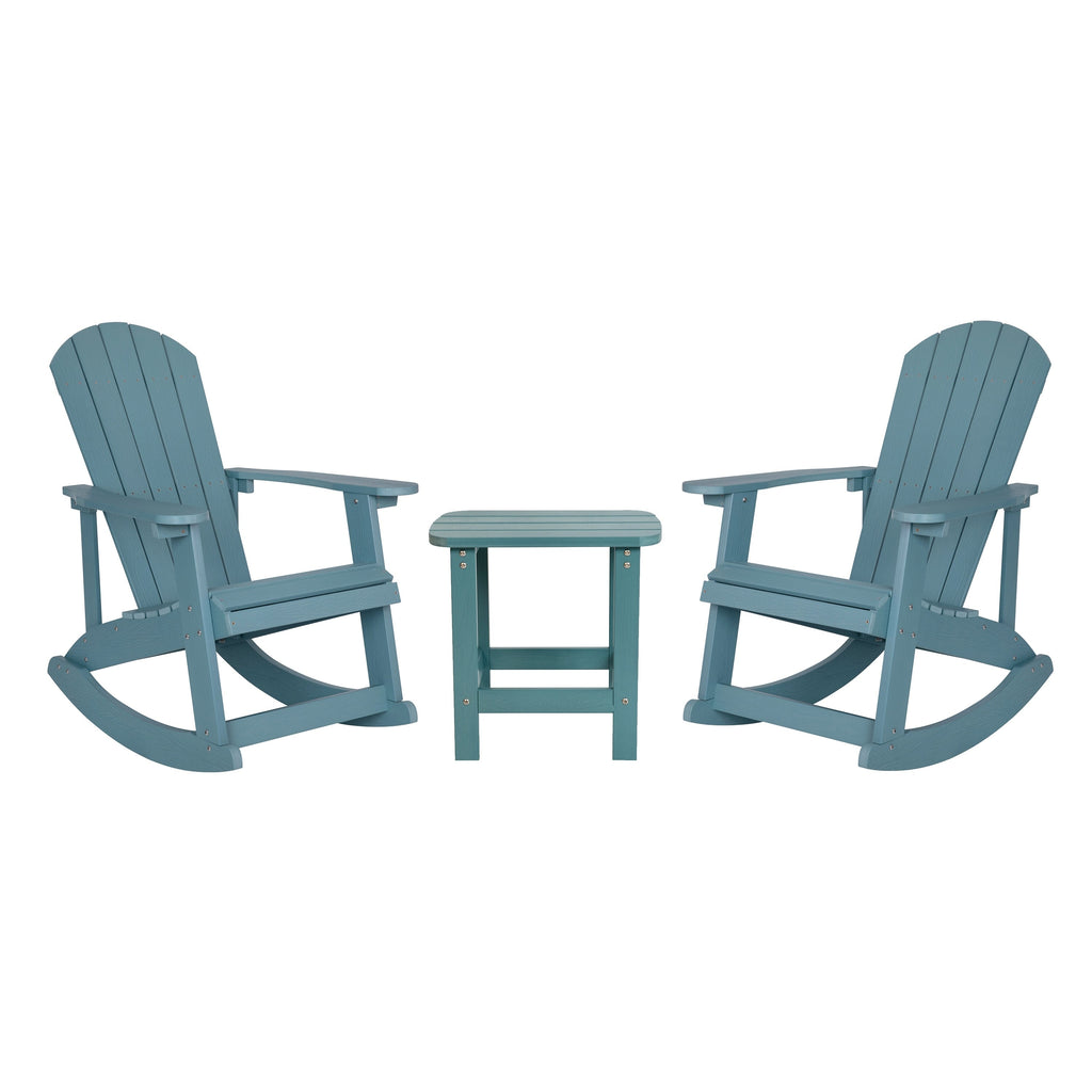 Ensemble de 2 chaises à bascule Adirondack en polyrésine avec 1 table d'appoint