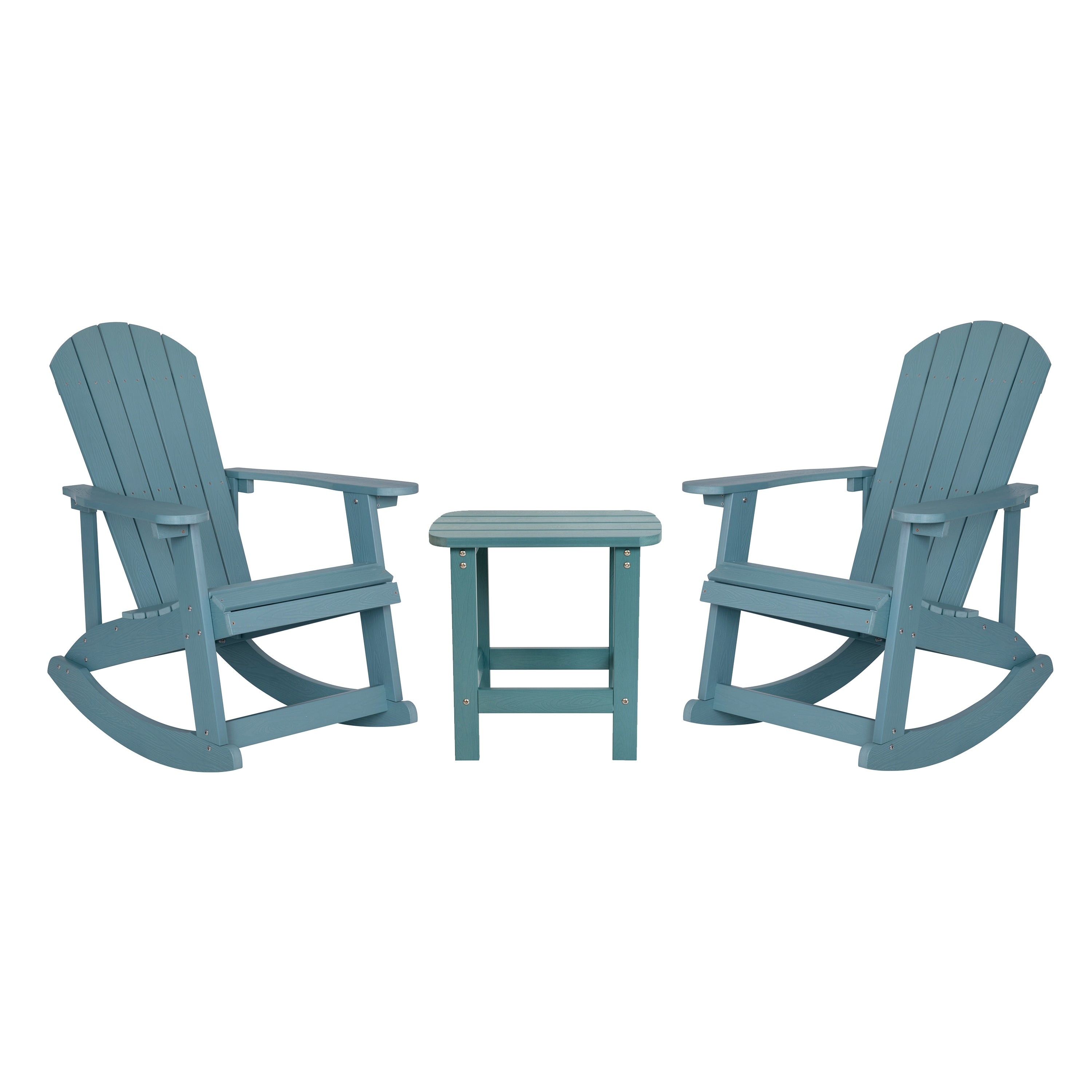 Ensemble de 2 chaises à bascule Adirondack en polyrésine avec 1 table d'appoint