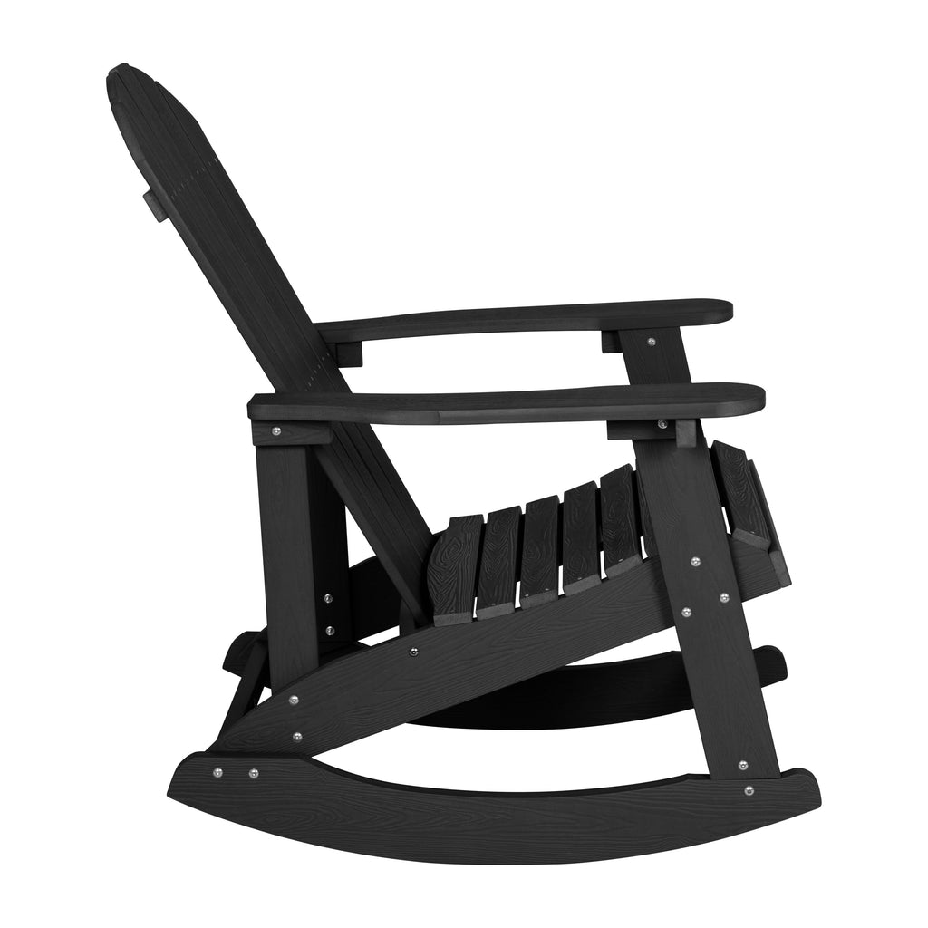 Ensemble de 2 chaises à bascule Adirondack en polyrésine avec 1 table d'appoint