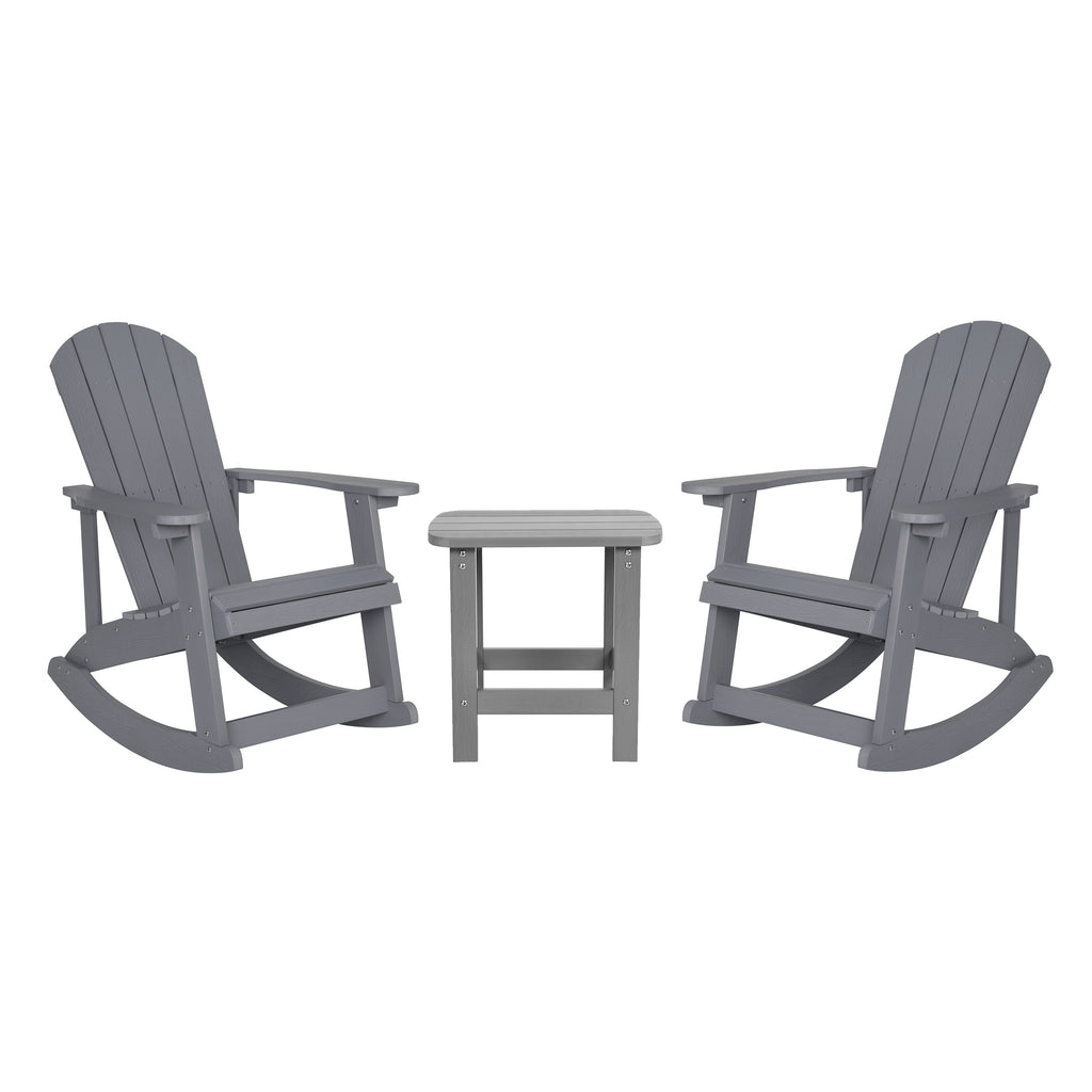 Ensemble de 2 chaises à bascule Adirondack en polyrésine avec 1 table d'appoint