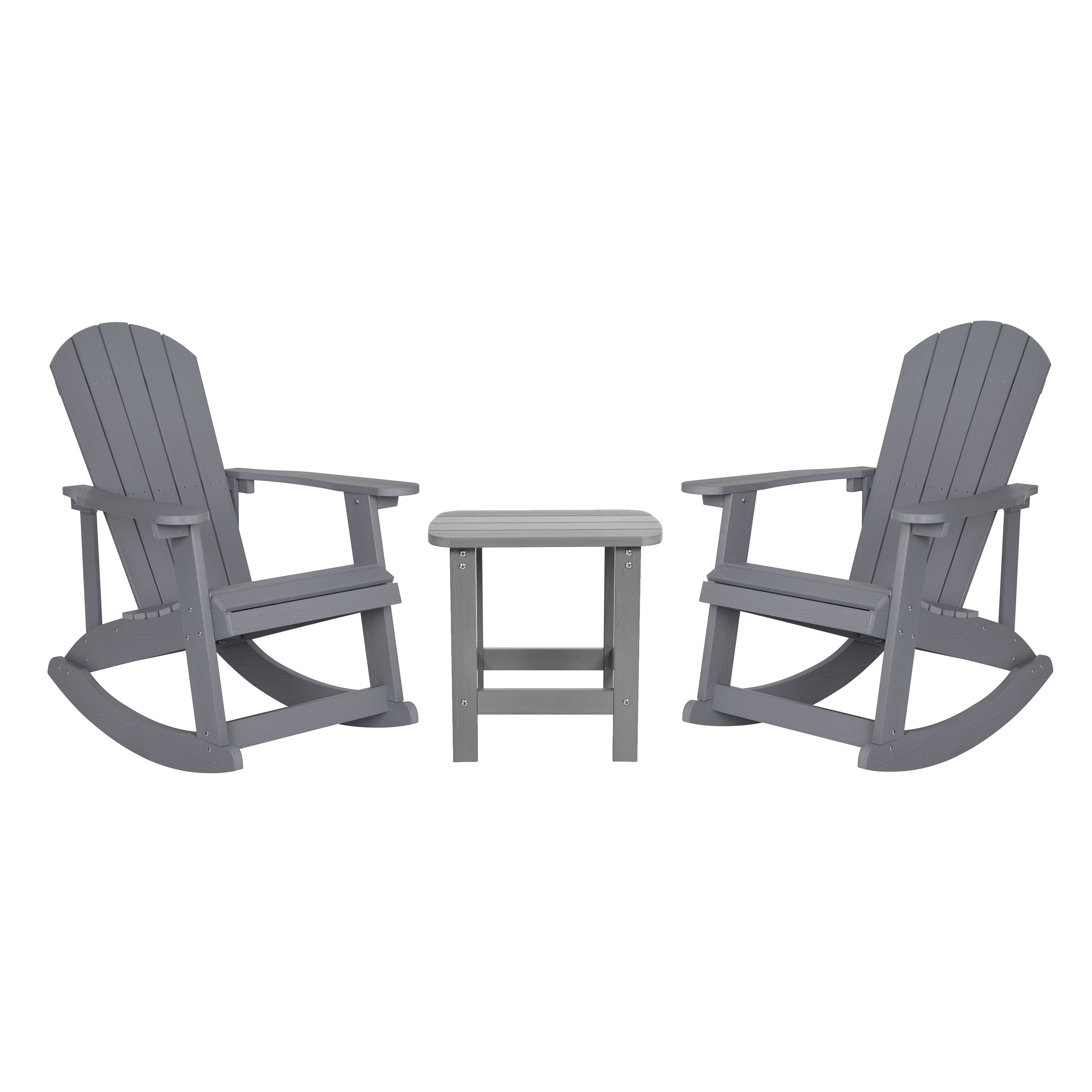 Ensemble de 2 chaises à bascule Adirondack en polyrésine avec 1 table d'appoint