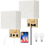 Lot de 2 appliques murales avec ports de charge USB et prise secteur