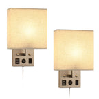 Lot de 2 appliques murales avec ports de charge USB et prise secteur