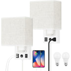 Lot de 2 appliques murales avec ports de charge USB et prise secteur