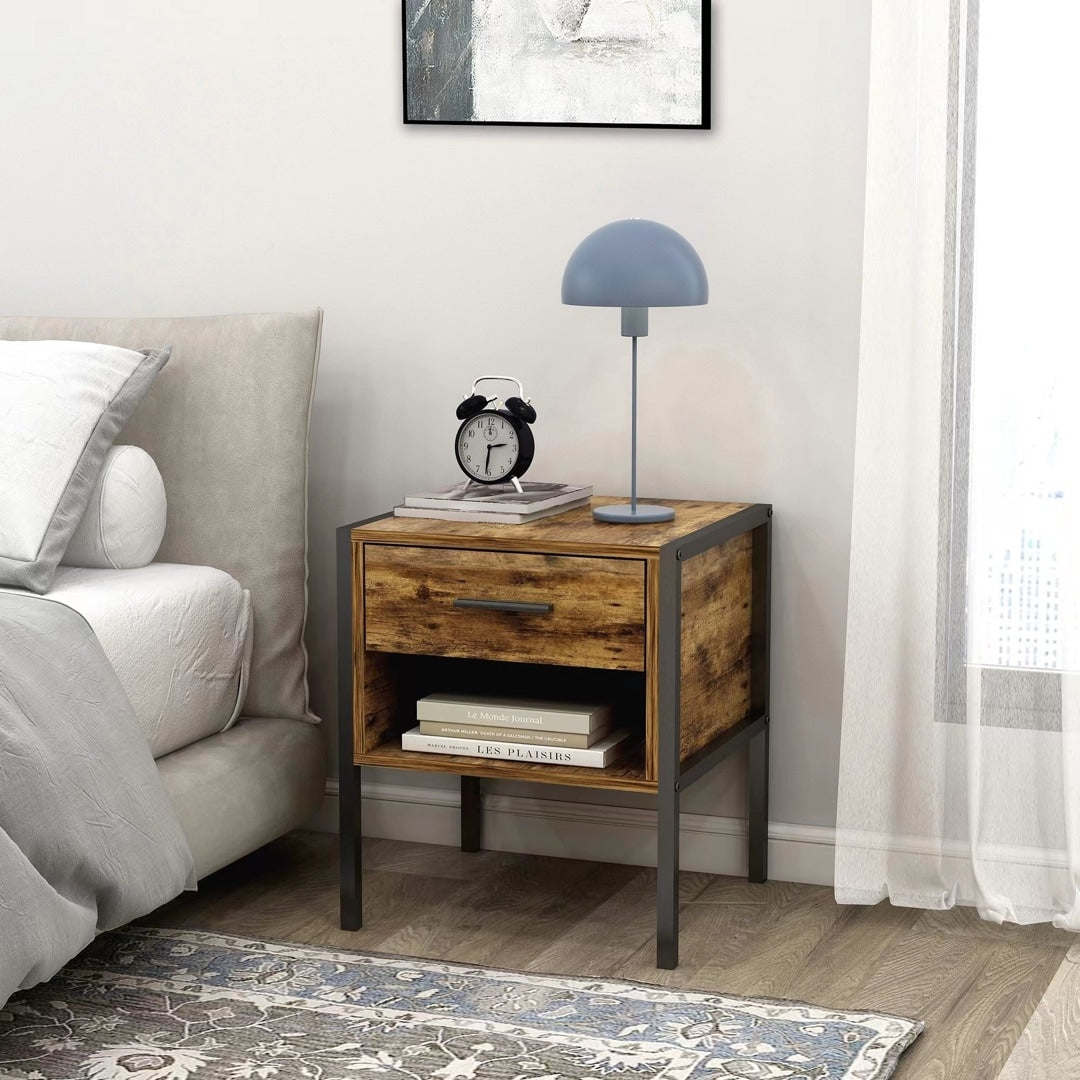 Table de chevet de style industriel (ensemble de 2)