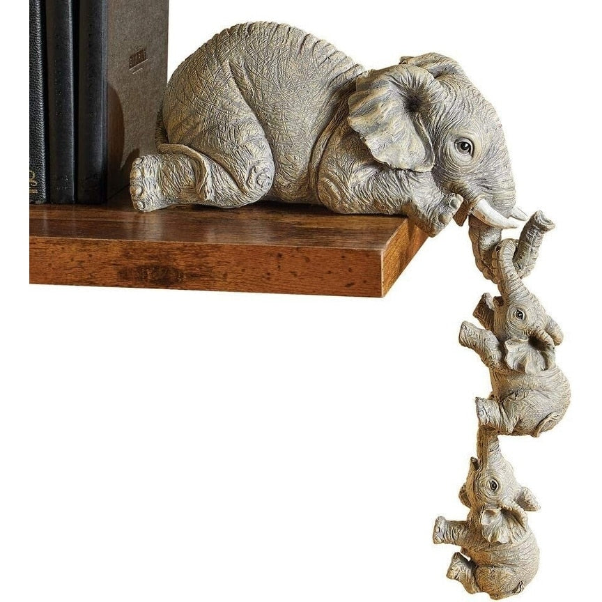 Ensemble de 3 figurines d'éléphants peintes à la main