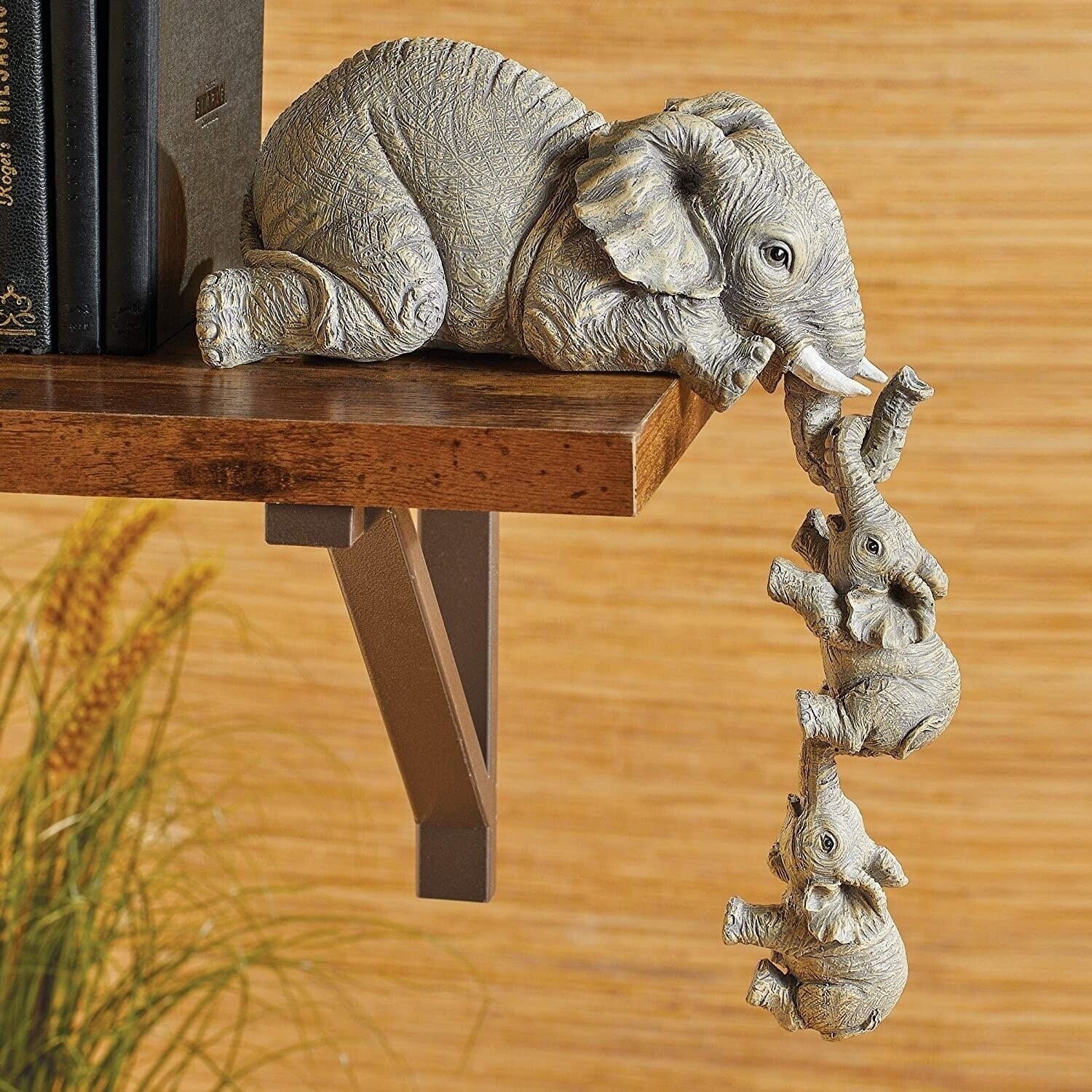 Ensemble de 3 figurines d'éléphants peintes à la main