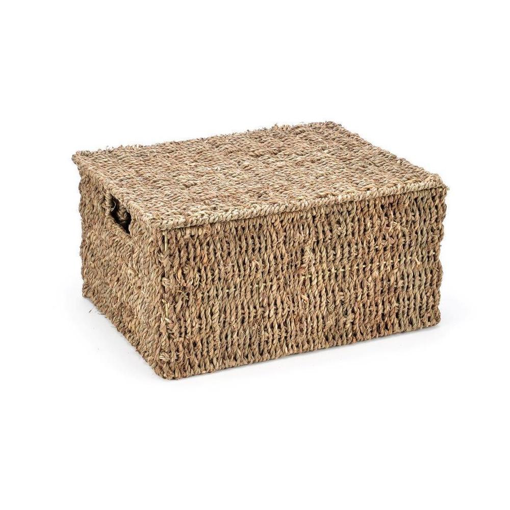 Trademark Innovations Lot de 3 paniers rectangulaires en jonc de mer avec couvercles (petits)