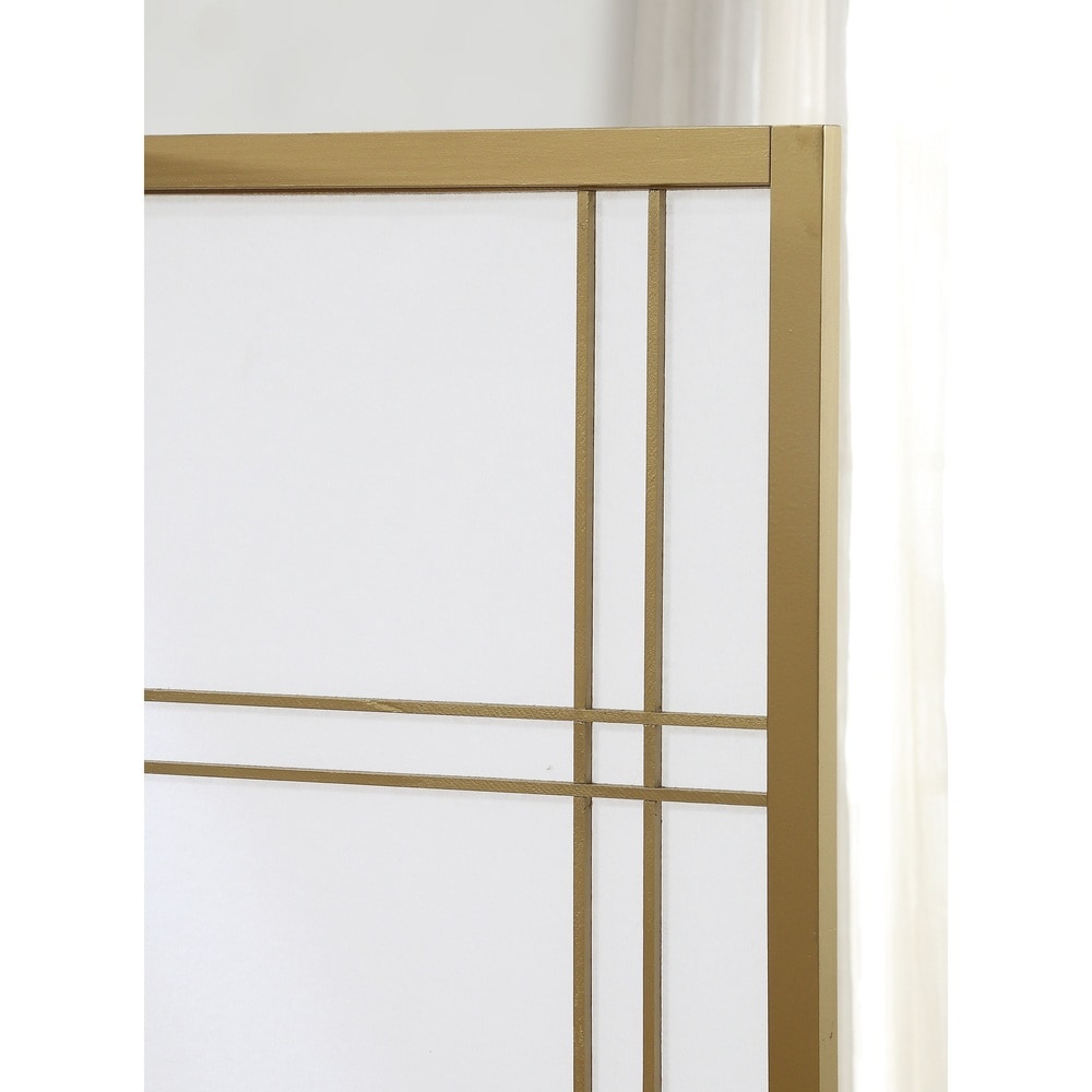 Paravent de séparation à 4 panneaux en bois et papier blanc Seto de Roundhill Furniture