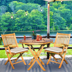 Ensemble de salle à manger bistro Seven Seas Teak 3 pièces en teck pour patio Long Beach, table ronde pliante de 36 po avec 2 fauteuils pliants