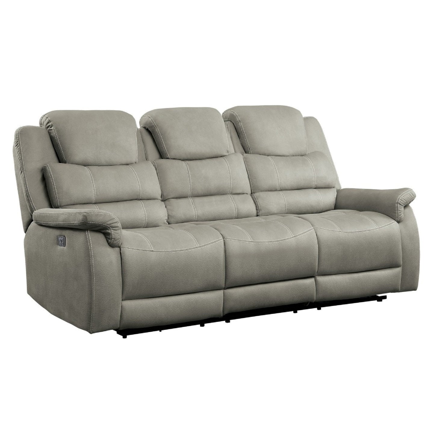 Canapé inclinable électrique Shelly, appui-tête réglable, polyester gris, 84 pouces