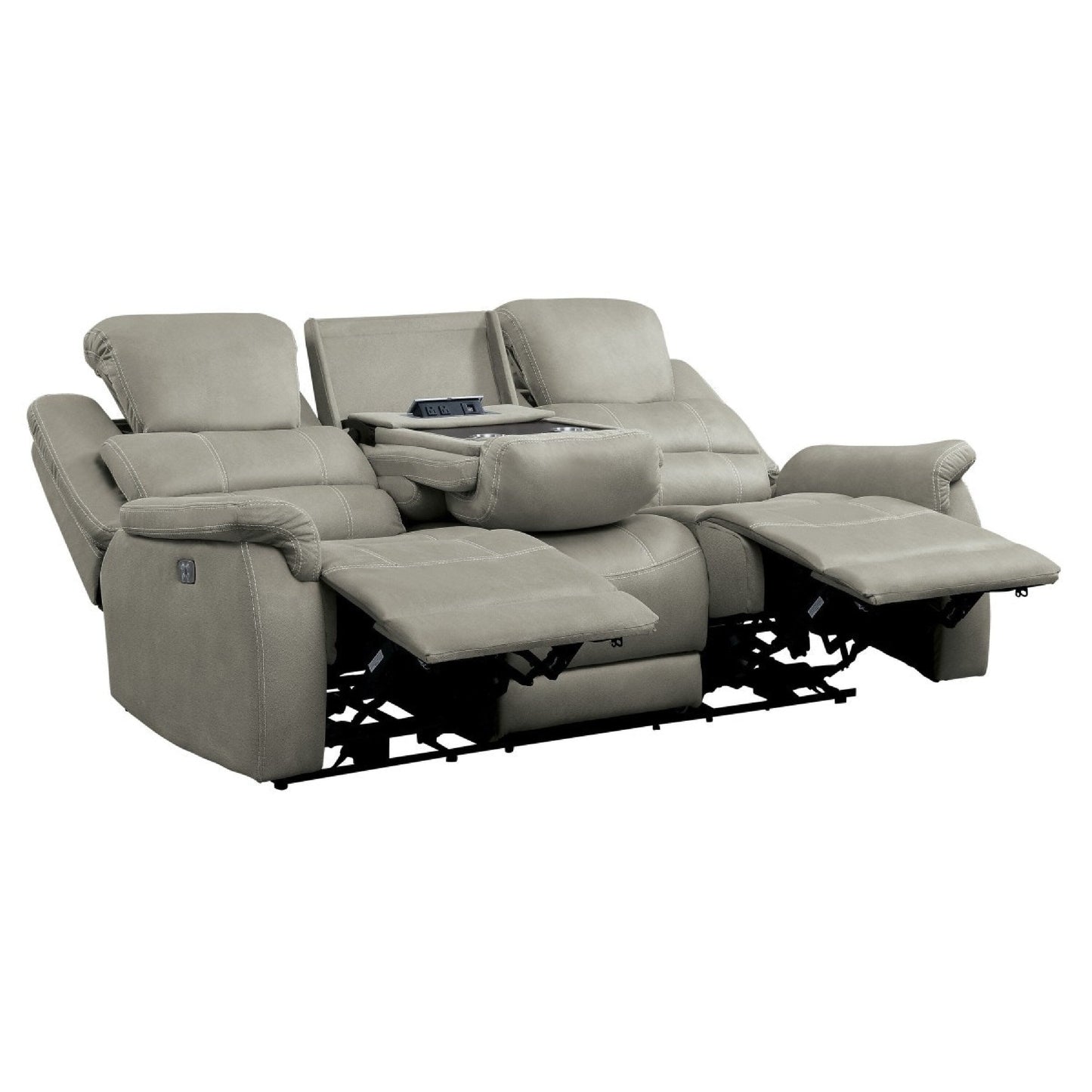Canapé inclinable électrique Shelly, appui-tête réglable, polyester gris, 84 pouces