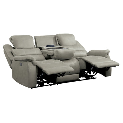 Canapé inclinable électrique Shelly, appui-tête réglable, polyester gris, 84 pouces