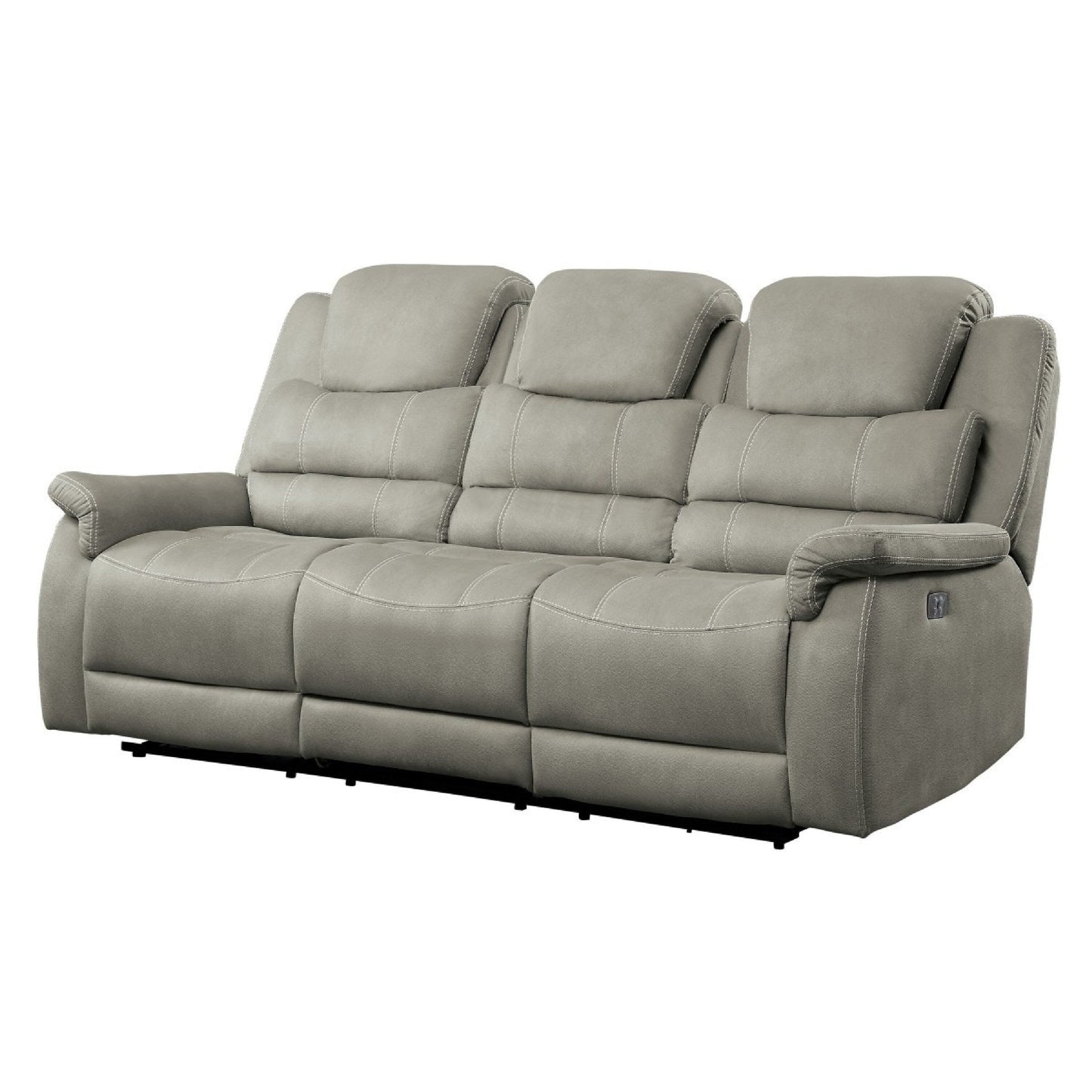 Canapé inclinable électrique Shelly, appui-tête réglable, polyester gris, 84 pouces
