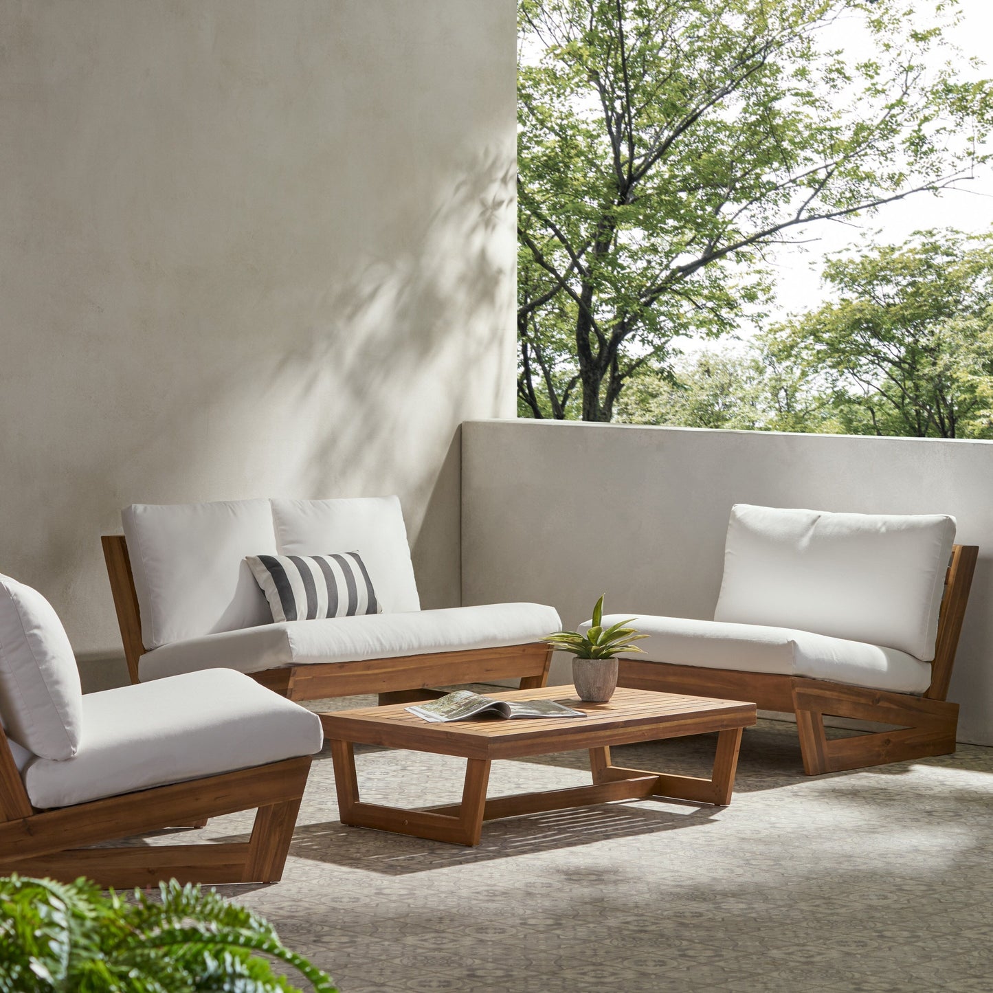 Salon de jardin Sherwood 4 places en bois par Christopher Knight Home