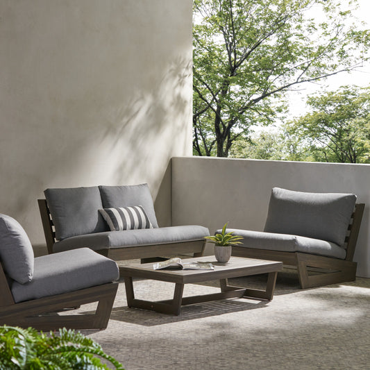 Salon de jardin Sherwood 4 places en bois par Christopher Knight Home