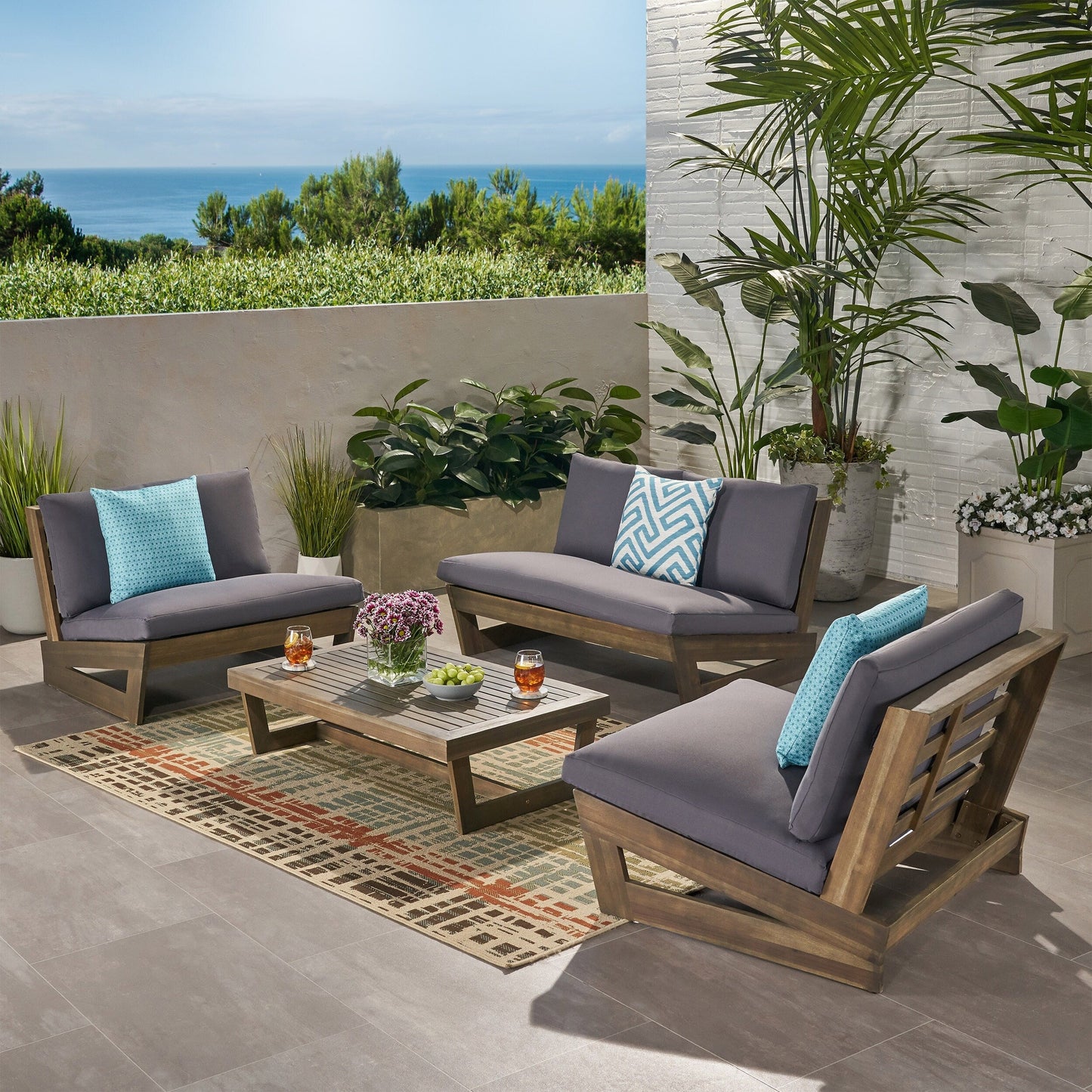 Salon de jardin Sherwood 4 places en bois par Christopher Knight Home