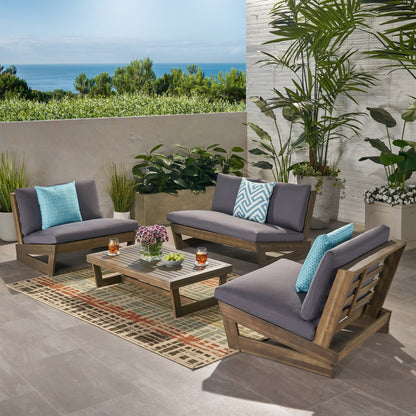Salon de jardin Sherwood 4 places en bois par Christopher Knight Home