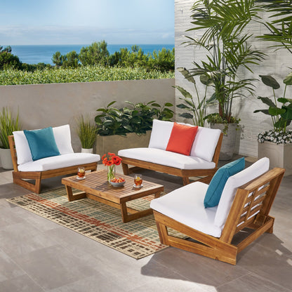 Salon de jardin Sherwood 4 places en bois par Christopher Knight Home