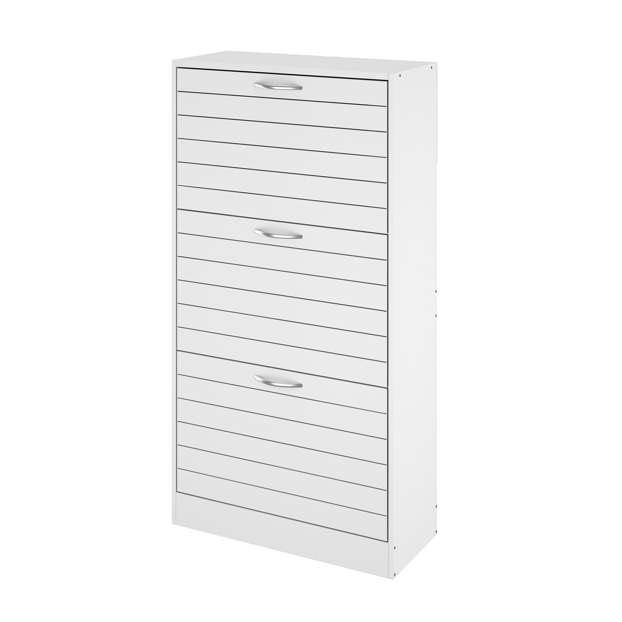 Meuble à chaussures étroit avec 3 portes rabattables, gain de place, 3 couleurs