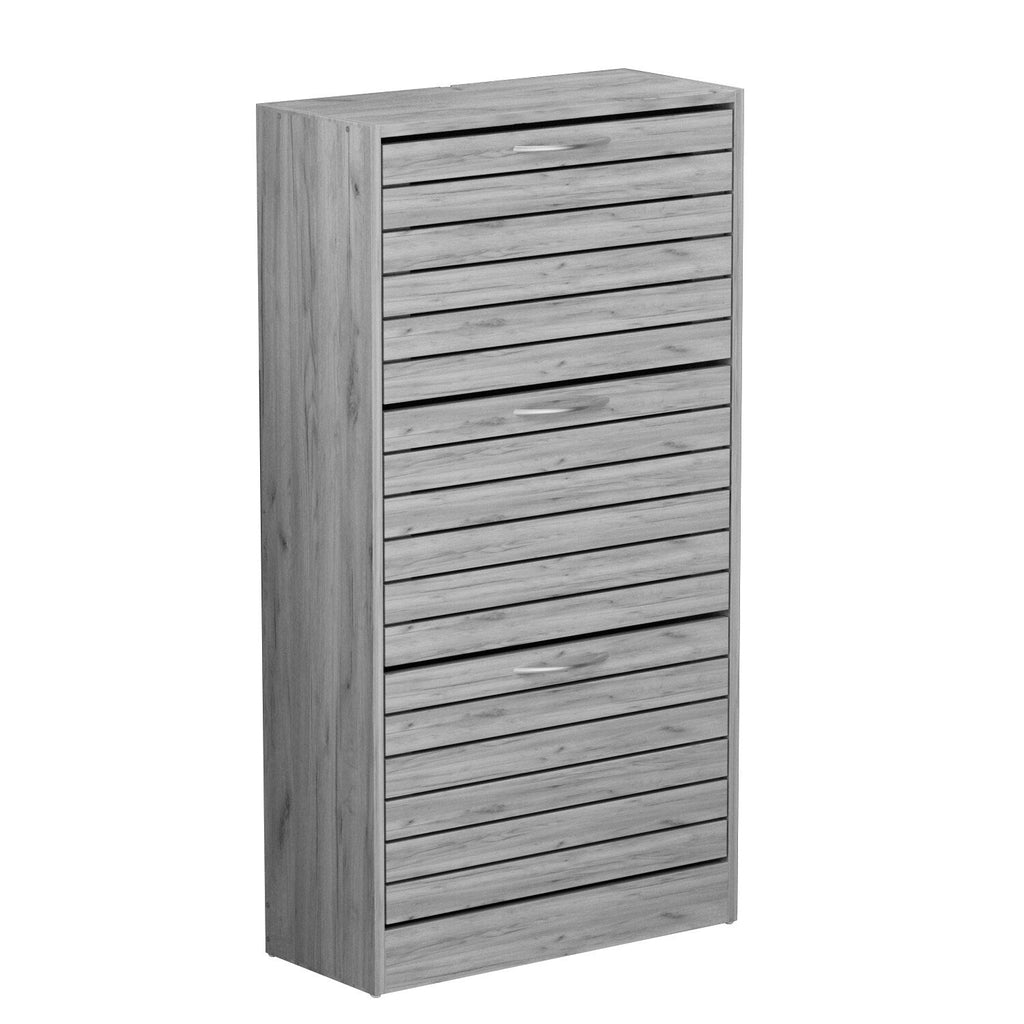 Meuble à chaussures étroit avec 3 portes rabattables, gain de place, 3 couleurs