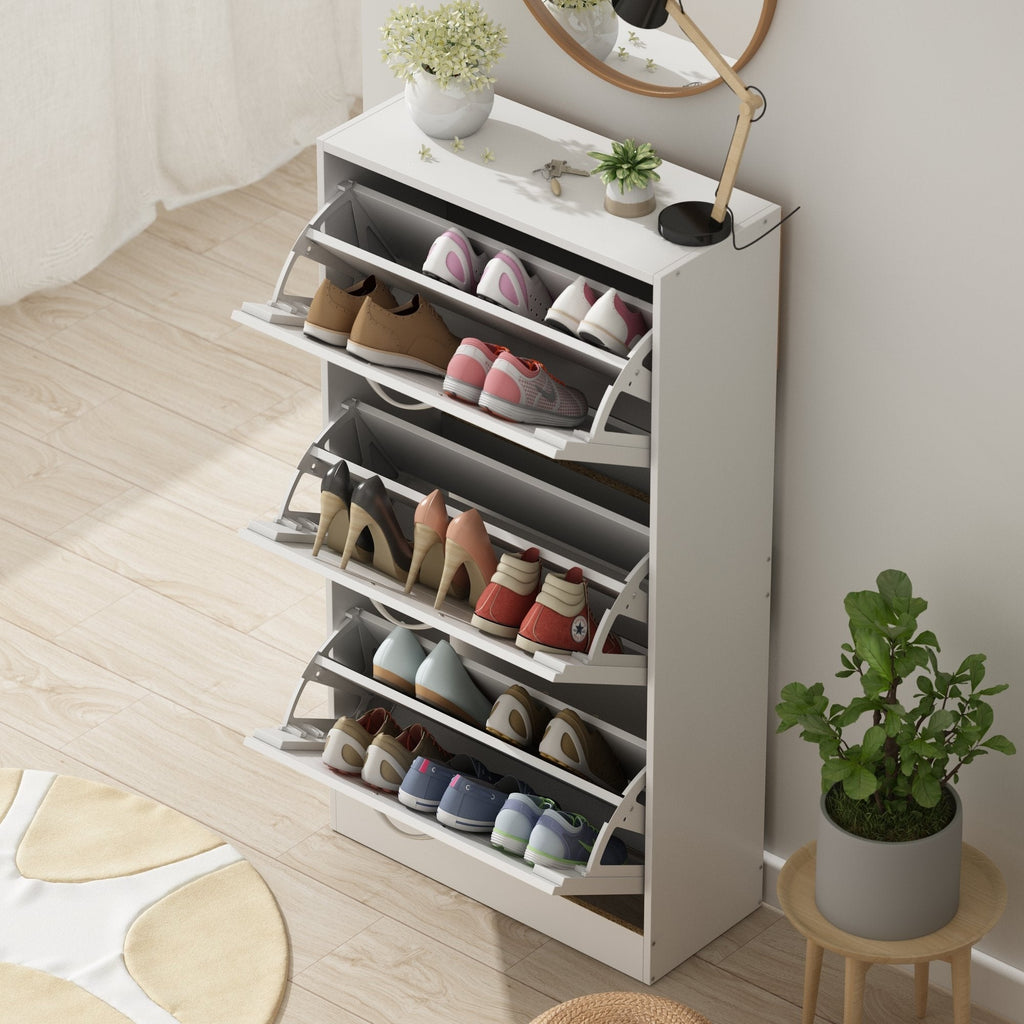 Meuble à chaussures étroit avec 3 portes rabattables, gain de place, 3 couleurs