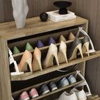 Meuble à chaussures étroit avec 3 portes rabattables, gain de place, 3 couleurs