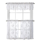 Collection de rideaux de cuisine en dentelle Sibella de Curtainworks, cantonnière et paire de rideaux à étages