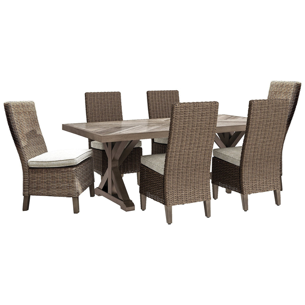 Ensemble de salle à manger d'extérieur beige Signature Design by Ashley Beachcroft, 7 pièces - 84,25 L x 42,25 P x 29,25 H