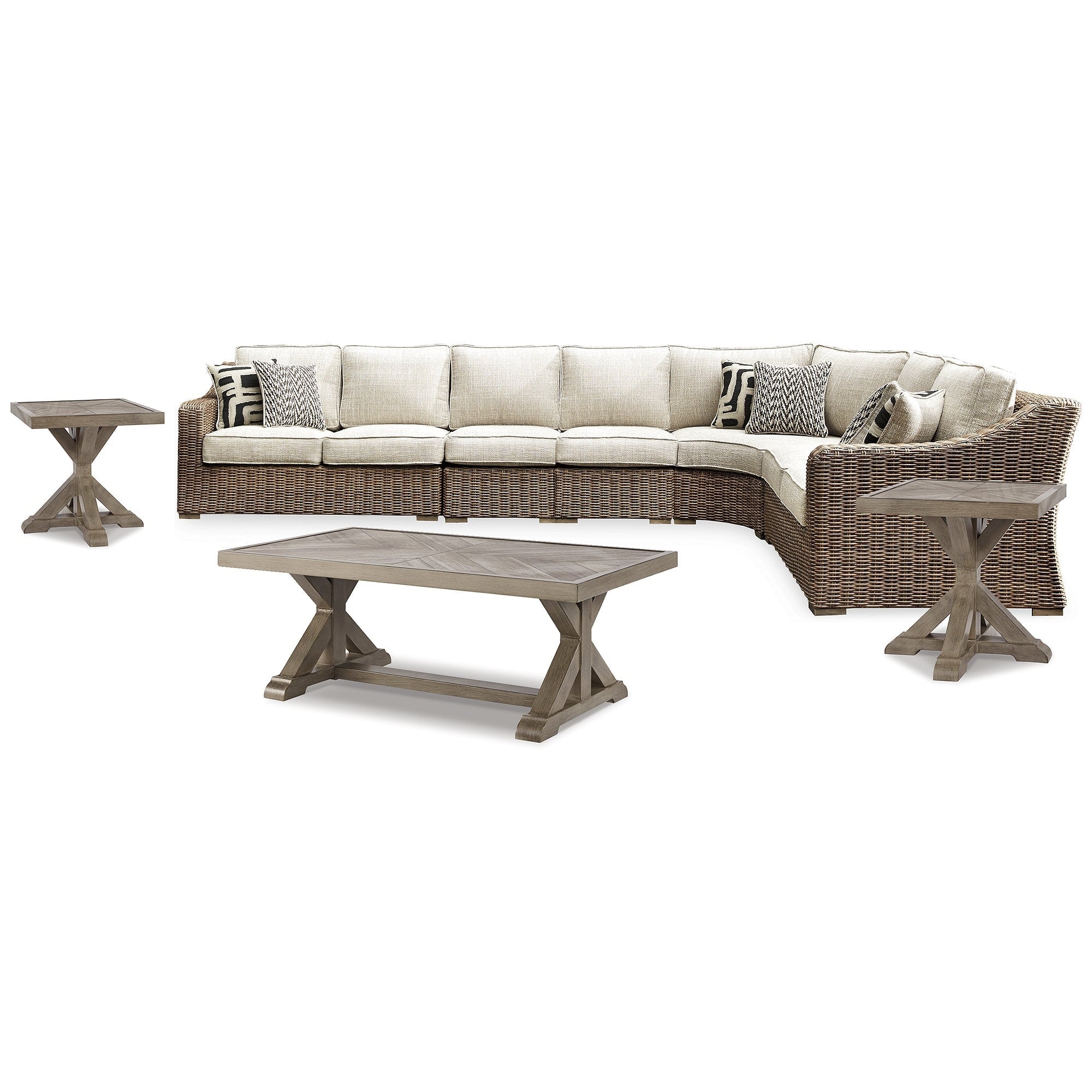 Ensemble de 8 sièges d'extérieur Signature Design by Ashley Beachcroft marron/beige - 107 L x 37,75 P x 34,63 H