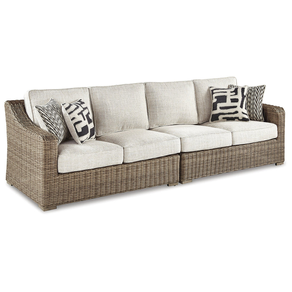 Ensemble de 8 sièges d'extérieur Signature Design by Ashley Beachcroft marron/beige - 107 L x 37,75 P x 34,63 H