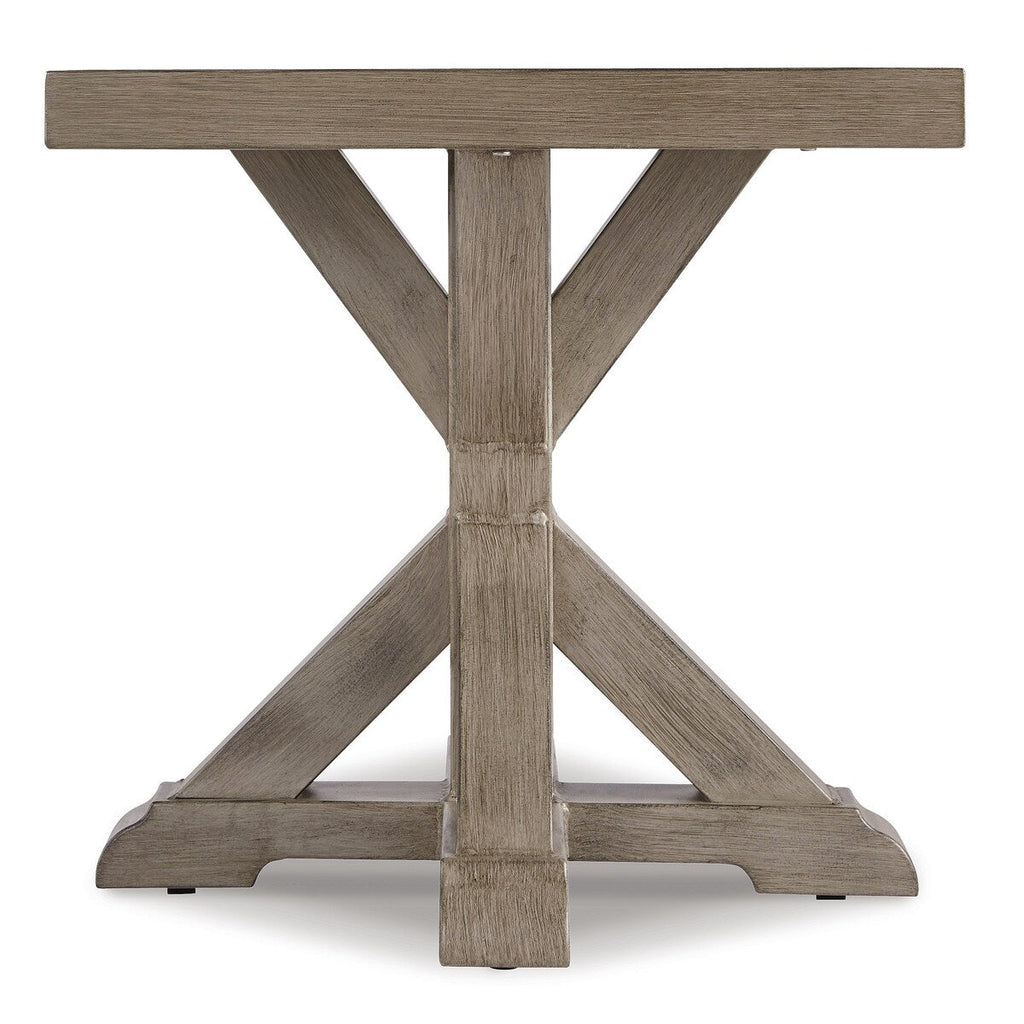 Canapé Beachcroft Nuvella marron/beige avec table basse et table d'appoint - 83 L x 37 P x 36 H